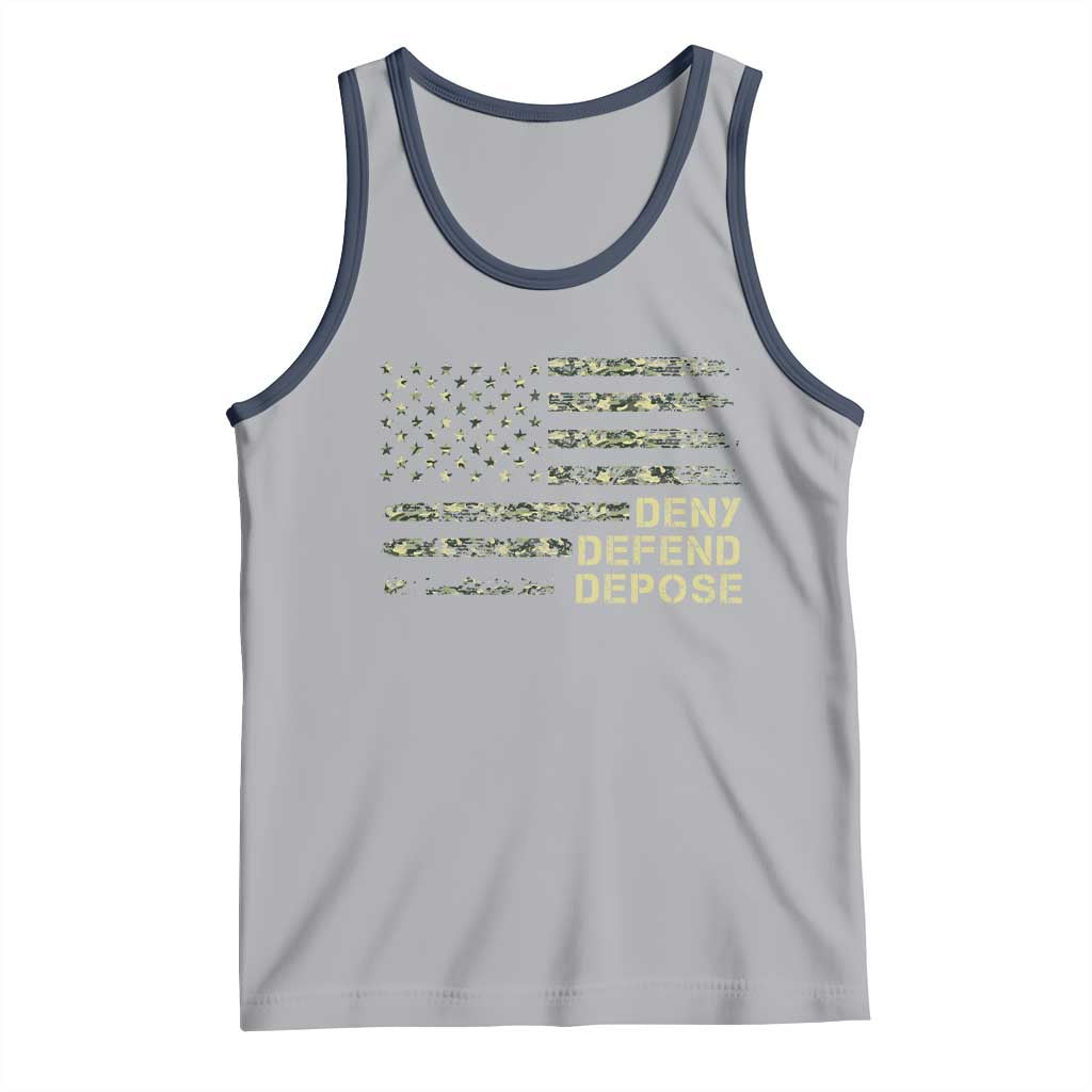 Deny Defend Depose Tank Top Camo American Flag TS09 Athletic Heather Navy Print Your Wear