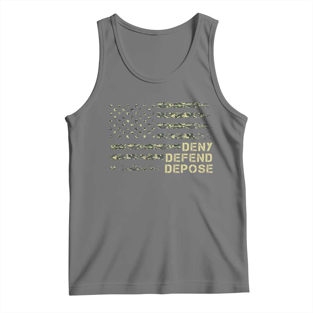 Deny Defend Depose Tank Top Camo American Flag TS09 Black Heather Print Your Wear