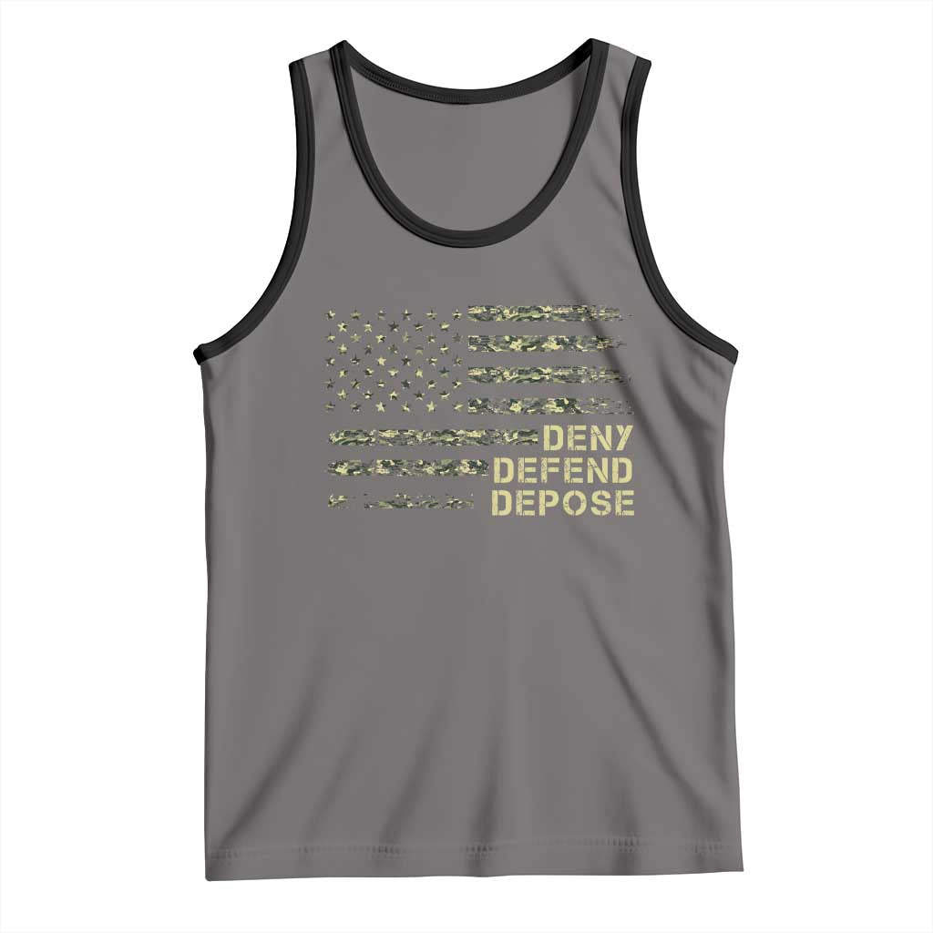 Deny Defend Depose Tank Top Camo American Flag TS09 Deep Heather Black Print Your Wear