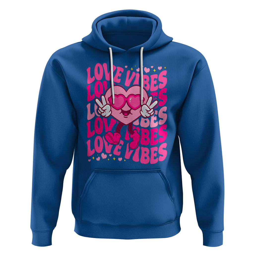 Valentine's Day Hoodie Retro Groovy Love Vibes Heart Eyes TS09 Royal Blue Printyourwear