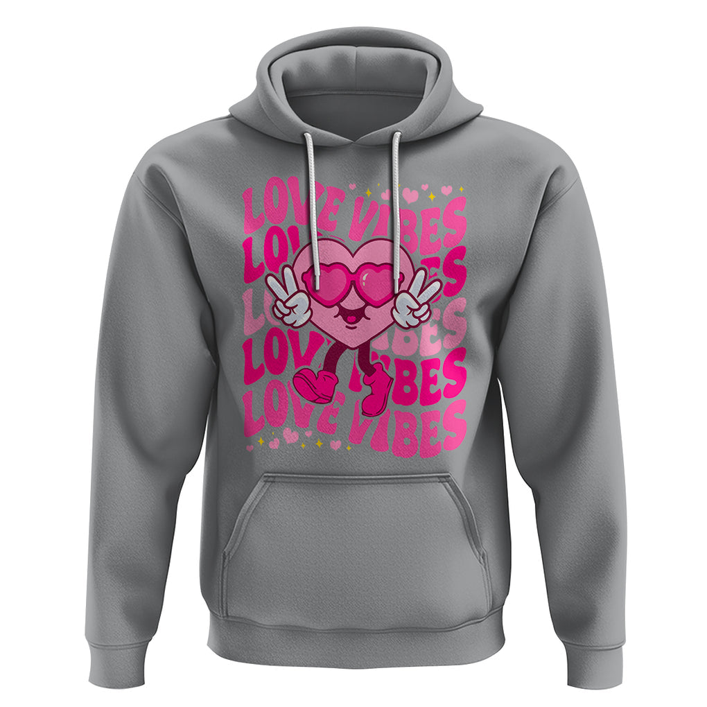 Valentine's Day Hoodie Retro Groovy Love Vibes Heart Eyes TS09 Sport Gray Printyourwear
