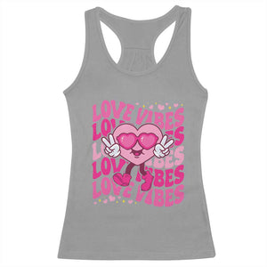 Valentine's Day Racerback Tank Top Retro Groovy Love Vibes Heart Eyes TS09 Sport Gray Print Your Wear