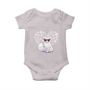 Valentine's Day Baby Onesie Arctic Snow Fox Heart Glasses Snowflake Animal Lover TS09 Ice Gray Print Your Wear