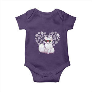 Valentine's Day Baby Onesie Arctic Snow Fox Heart Glasses Snowflake Animal Lover TS09 Purple Print Your Wear