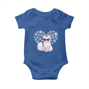 Valentine's Day Baby Onesie Arctic Snow Fox Heart Glasses Snowflake Animal Lover TS09 Royal Blue Print Your Wear