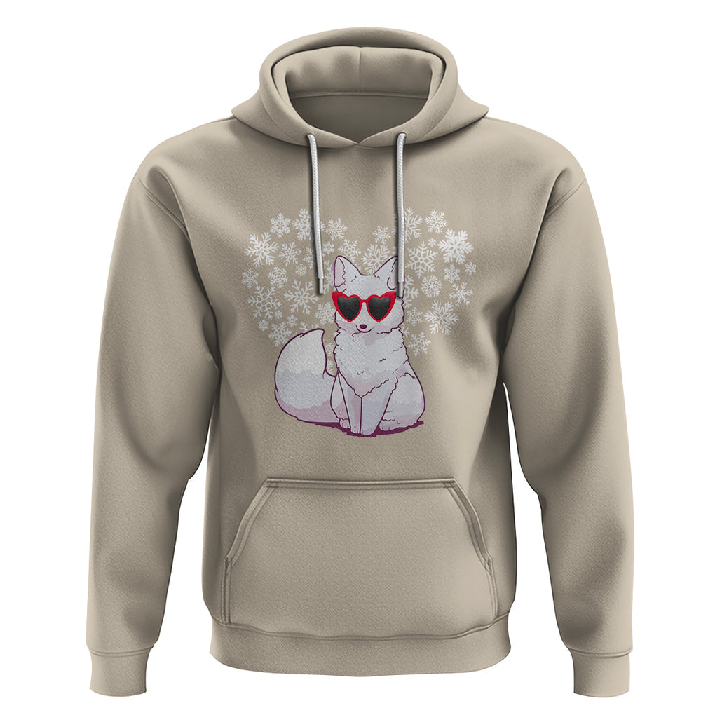 Valentine's Day Hoodie Arctic Snow Fox Heart Glasses Snowflake Animal Lover TS09 Sand Printyourwear