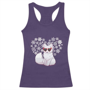 Valentine's Day Racerback Tank Top Arctic Snow Fox Heart Glasses Snowflake Animal Lover TS09 Purple Print Your Wear