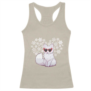 Valentine's Day Racerback Tank Top Arctic Snow Fox Heart Glasses Snowflake Animal Lover TS09 Sand Print Your Wear
