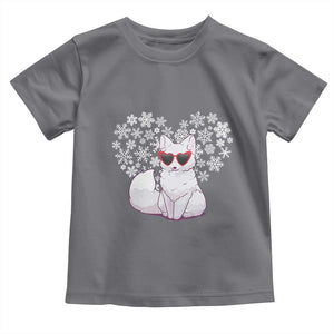 Valentine's Day Toddler T Shirt Arctic Snow Fox Heart Glasses Snowflake Animal Lover TS09 Charcoal Print Your Wear