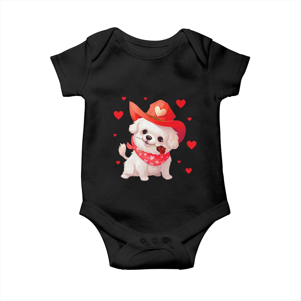 Valentine's Day Baby Onesie Vintage Retro Puppy Dog Cowboy TS09 Black Print Your Wear