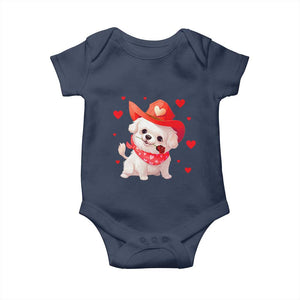 Valentine's Day Baby Onesie Vintage Retro Puppy Dog Cowboy TS09 Navy Print Your Wear