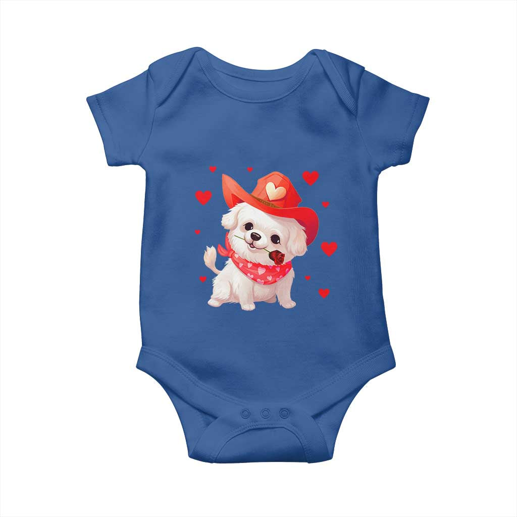 Valentine's Day Baby Onesie Vintage Retro Puppy Dog Cowboy TS09 Royal Blue Print Your Wear