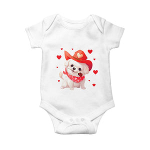 Valentine's Day Baby Onesie Vintage Retro Puppy Dog Cowboy TS09 White Print Your Wear