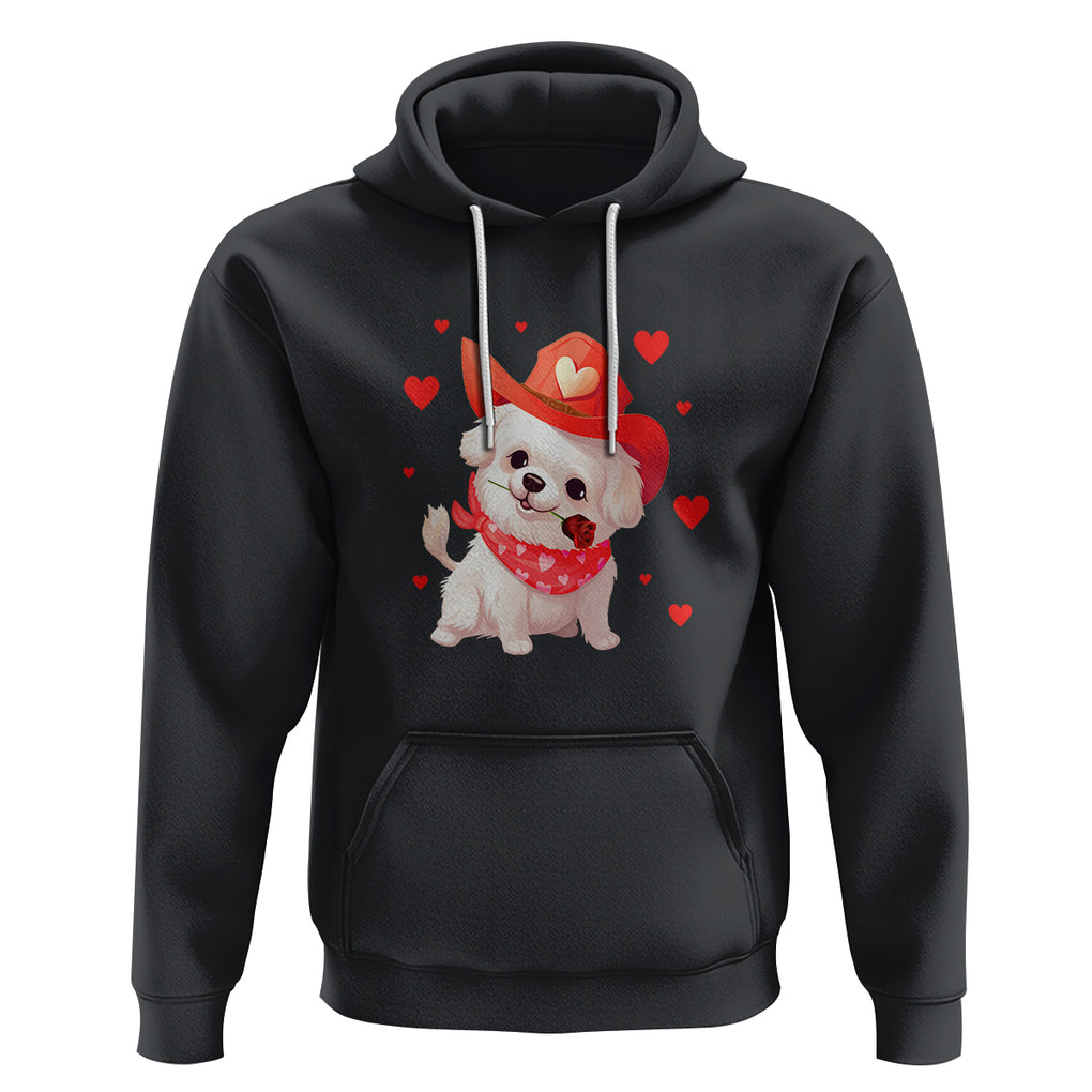 Valentine's Day Hoodie Vintage Retro Puppy Dog Cowboy TS09 Black Printyourwear