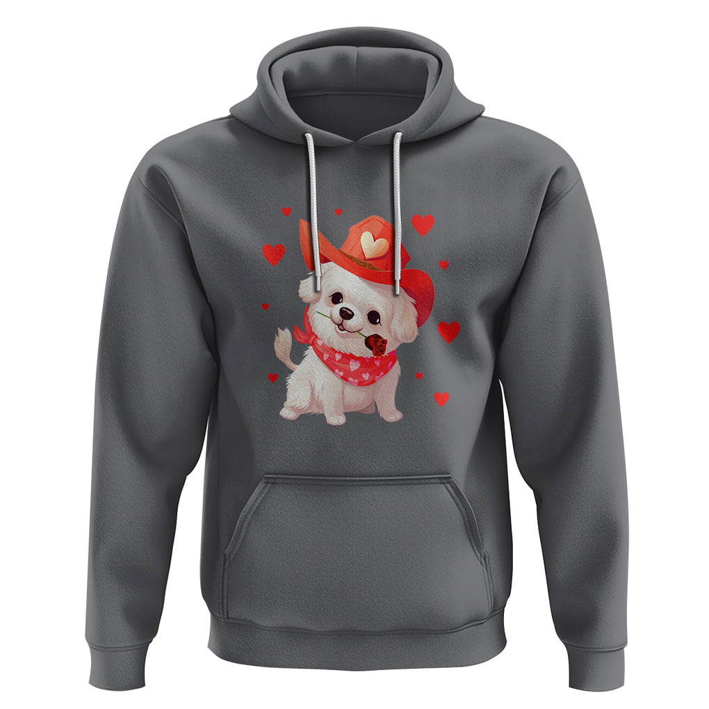 Valentine's Day Hoodie Vintage Retro Puppy Dog Cowboy TS09 Charcoal Printyourwear