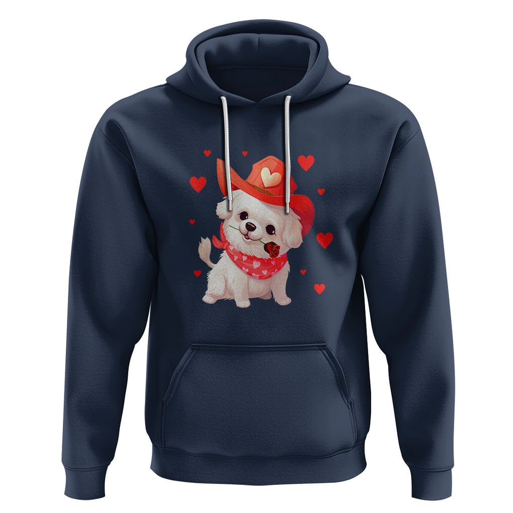 Valentine's Day Hoodie Vintage Retro Puppy Dog Cowboy TS09 Navy Printyourwear