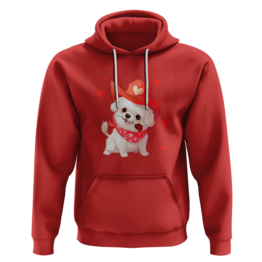 Valentine's Day Hoodie Vintage Retro Puppy Dog Cowboy TS09 Red Printyourwear
