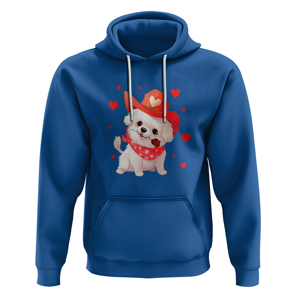 Valentine's Day Hoodie Vintage Retro Puppy Dog Cowboy TS09 Royal Blue Printyourwear