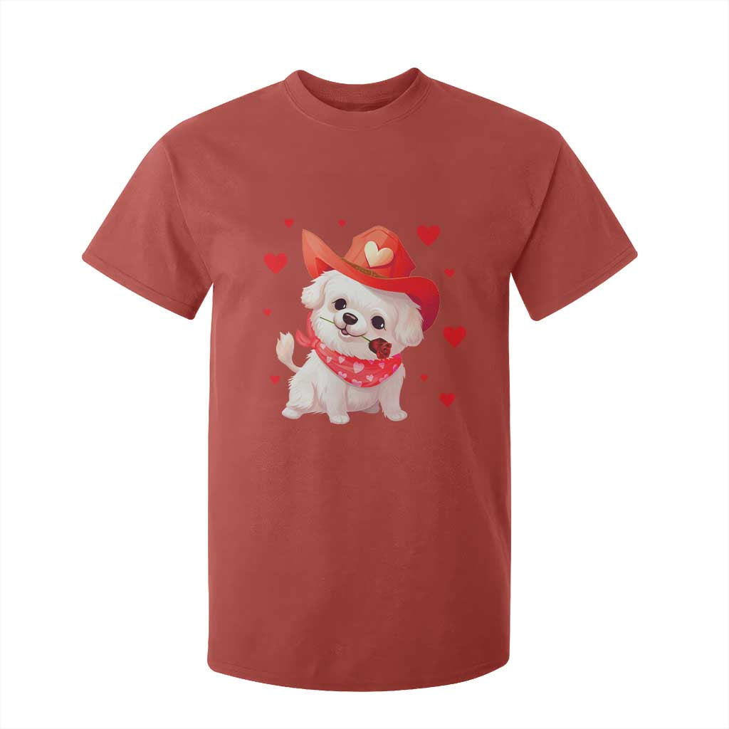 Valentine's Day T Shirt For Kid Vintage Retro Puppy Dog Cowboy TS09 Red Print Your Wear