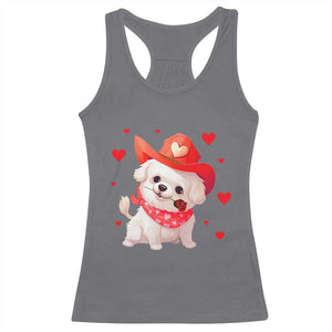 Valentine's Day Racerback Tank Top Vintage Retro Puppy Dog Cowboy TS09 Charcoal Print Your Wear