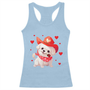 Valentine's Day Racerback Tank Top Vintage Retro Puppy Dog Cowboy TS09 Light Blue Print Your Wear