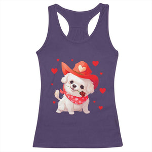 Valentine's Day Racerback Tank Top Vintage Retro Puppy Dog Cowboy TS09 Purple Print Your Wear