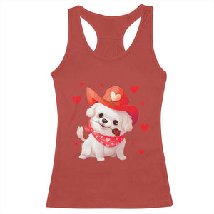 Valentine's Day Racerback Tank Top Vintage Retro Puppy Dog Cowboy TS09 Red Print Your Wear