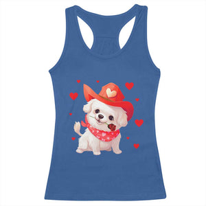 Valentine's Day Racerback Tank Top Vintage Retro Puppy Dog Cowboy TS09 Royal Blue Print Your Wear