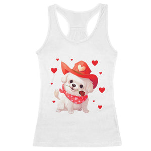Valentine's Day Racerback Tank Top Vintage Retro Puppy Dog Cowboy TS09 White Print Your Wear