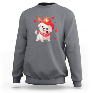 Valentine's Day Sweatshirt Vintage Retro Puppy Dog Cowboy TS09 Charcoal Printyourwear