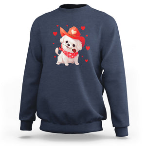 Valentine's Day Sweatshirt Vintage Retro Puppy Dog Cowboy TS09 Navy Printyourwear