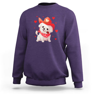 Valentine's Day Sweatshirt Vintage Retro Puppy Dog Cowboy TS09 Purple Printyourwear