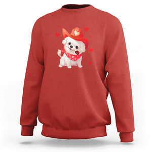 Valentine's Day Sweatshirt Vintage Retro Puppy Dog Cowboy TS09 Red Printyourwear