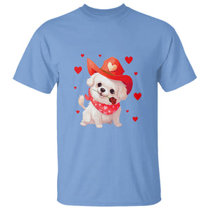 Valentine's Day T Shirt Vintage Retro Puppy Dog Cowboy TS09 Carolina Blue Printyourwear