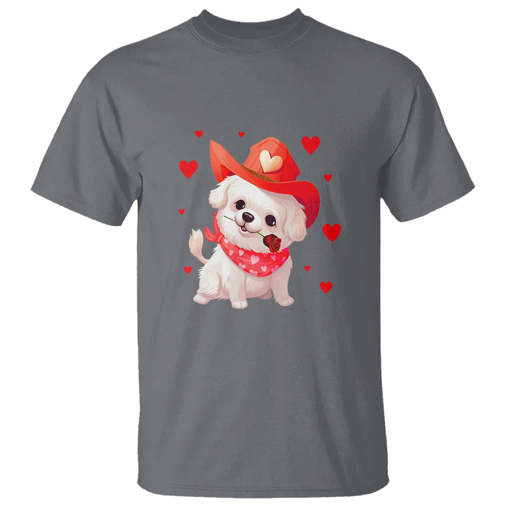 Valentine's Day T Shirt Vintage Retro Puppy Dog Cowboy TS09 Charcoal Printyourwear