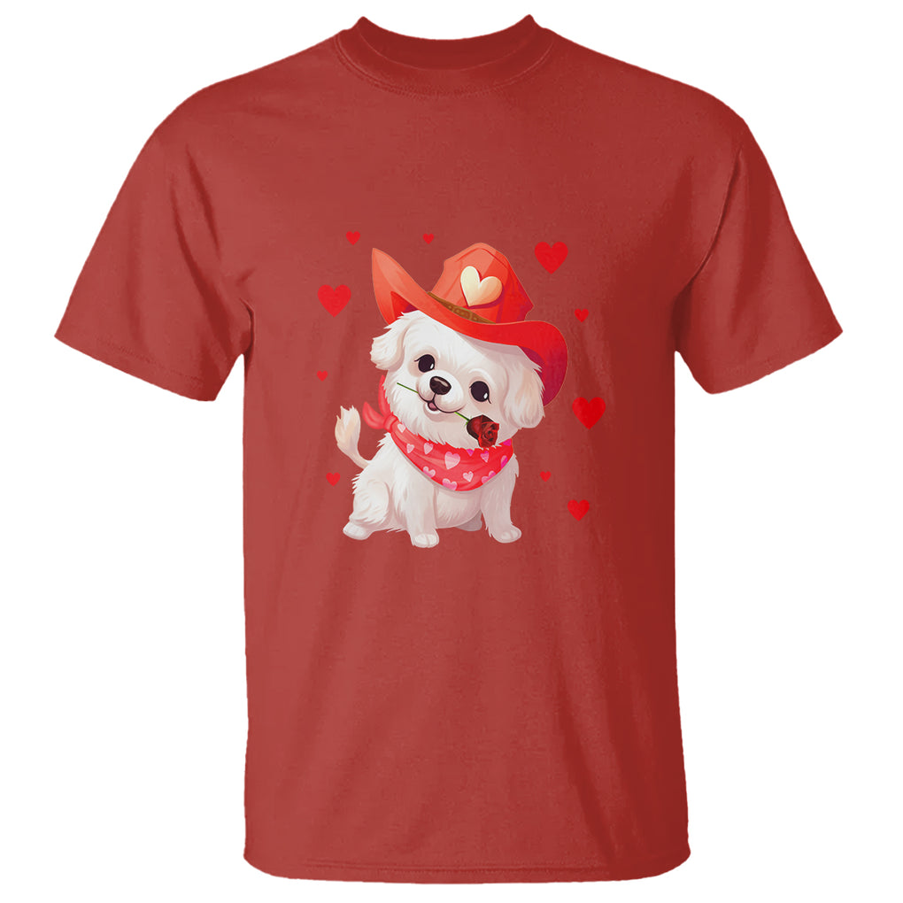 Valentine's Day T Shirt Vintage Retro Puppy Dog Cowboy TS09 Red Printyourwear