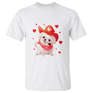 Valentine's Day T Shirt Vintage Retro Puppy Dog Cowboy TS09 White Printyourwear