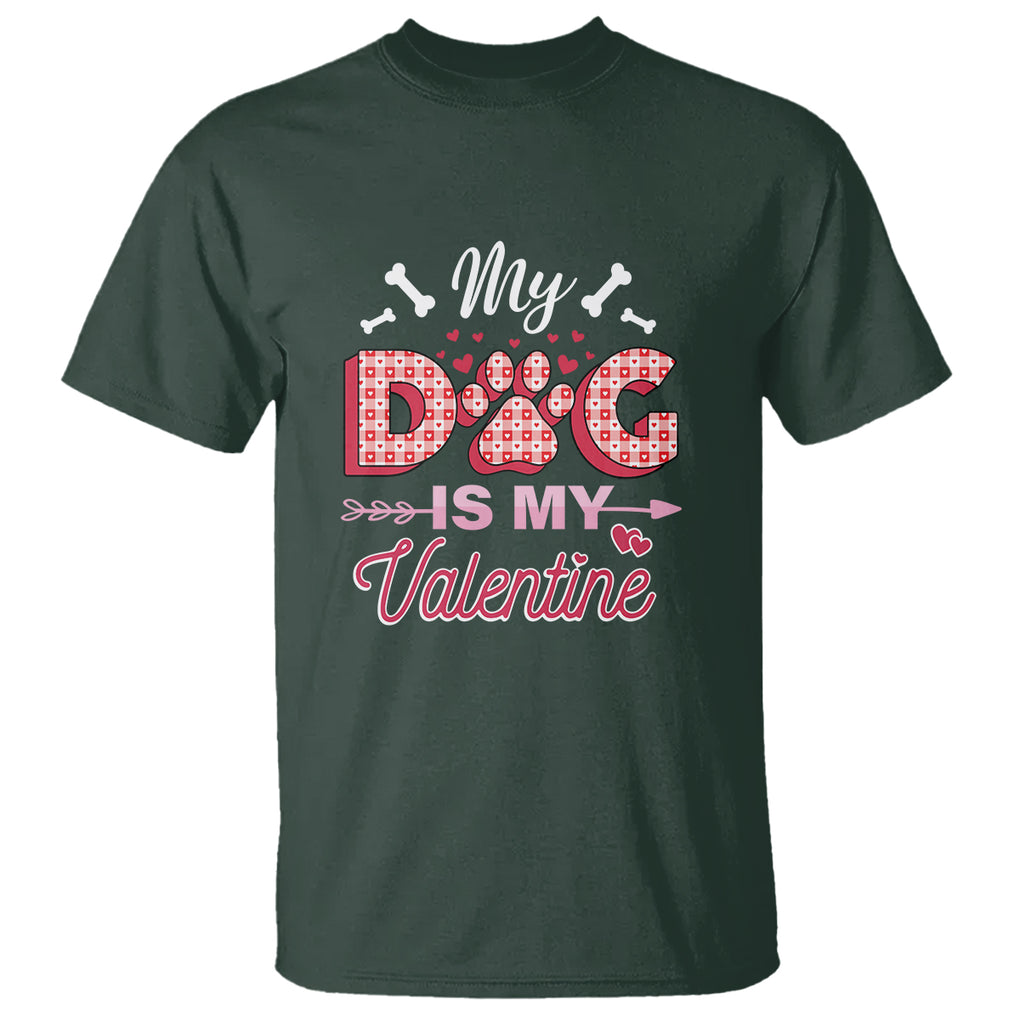Valentine's Day T Shirt My Dogs Are My Valentine Pet Heart TS09 Dark Forest Green Printyourwear