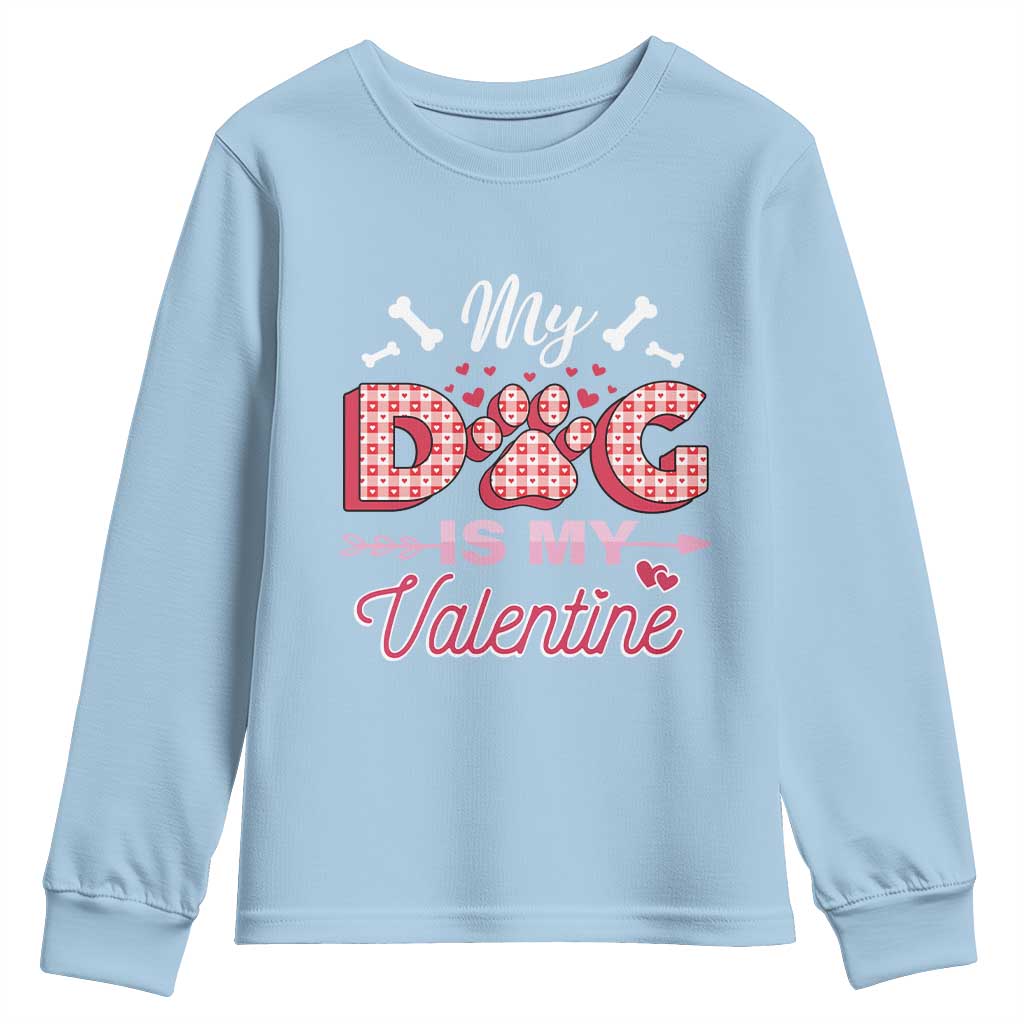 Valentine's Day Youth Sweatshirt My Dogs Are My Valentine Pet Heart TS09 Light Blue Print Your Wear