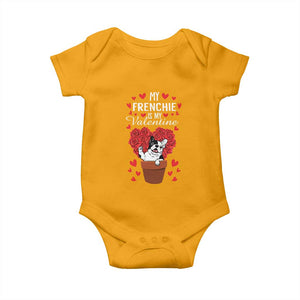 Valentine's Day Baby Onesie My Frenchie Is My Valentine Cute French Bulldog Rose Heart TS09 Gold Print Your Wear