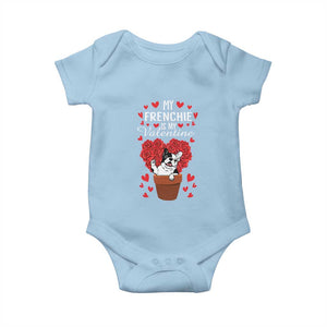 Valentine's Day Baby Onesie My Frenchie Is My Valentine Cute French Bulldog Rose Heart TS09 Light Blue Print Your Wear