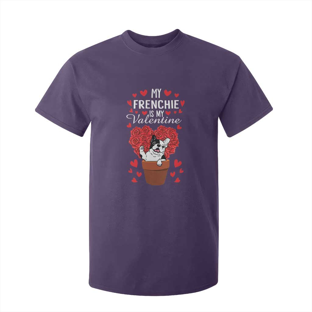 Valentine's Day T Shirt For Kid My Frenchie Is My Valentine Cute French Bulldog Rose Heart TS09 Purple Print Your Wear
