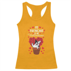 Valentine's Day Racerback Tank Top My Frenchie Is My Valentine Cute French Bulldog Rose Heart TS09 Gold Print Your Wear