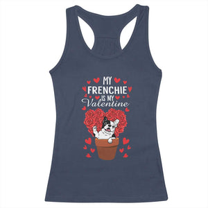 Valentine's Day Racerback Tank Top My Frenchie Is My Valentine Cute French Bulldog Rose Heart TS09 Navy Print Your Wear
