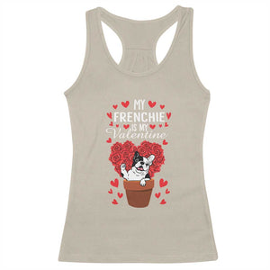 Valentine's Day Racerback Tank Top My Frenchie Is My Valentine Cute French Bulldog Rose Heart TS09 Sand Print Your Wear