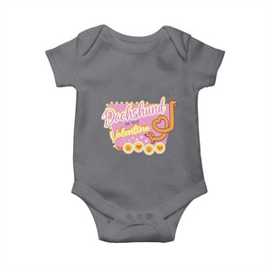 Valentine's Day Baby Onesie Dachshund Is My Valentine Cute Dog Heart TS09 Charcoal Print Your Wear