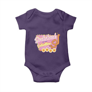 Valentine's Day Baby Onesie Dachshund Is My Valentine Cute Dog Heart TS09 Purple Print Your Wear