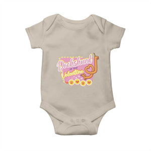 Valentine's Day Baby Onesie Dachshund Is My Valentine Cute Dog Heart TS09 Sand Print Your Wear
