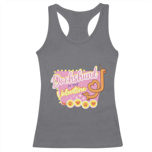 Valentine's Day Racerback Tank Top Dachshund Is My Valentine Cute Dog Heart TS09 Charcoal Print Your Wear