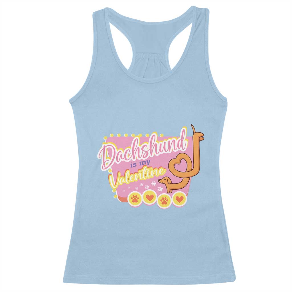 Valentine's Day Racerback Tank Top Dachshund Is My Valentine Cute Dog Heart TS09 Light Blue Print Your Wear